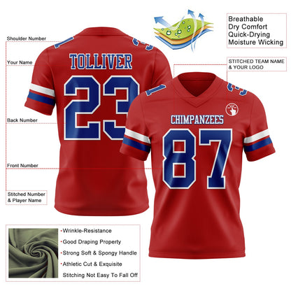 Custom Red Royal-White Mesh Authentic Football Jersey
