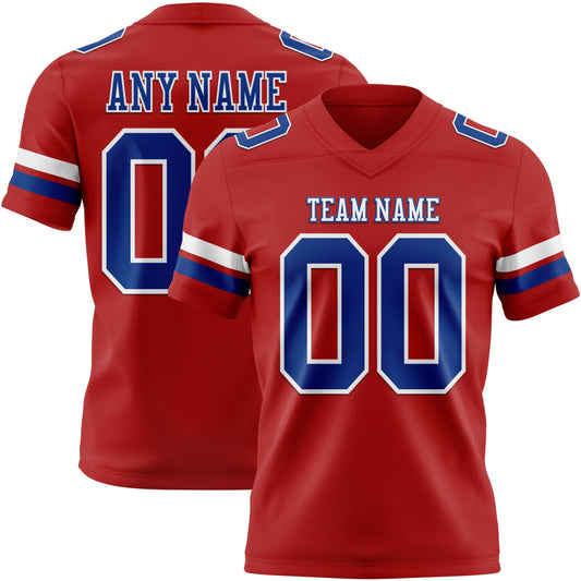 Custom Red Royal-White Mesh Authentic Football Jersey