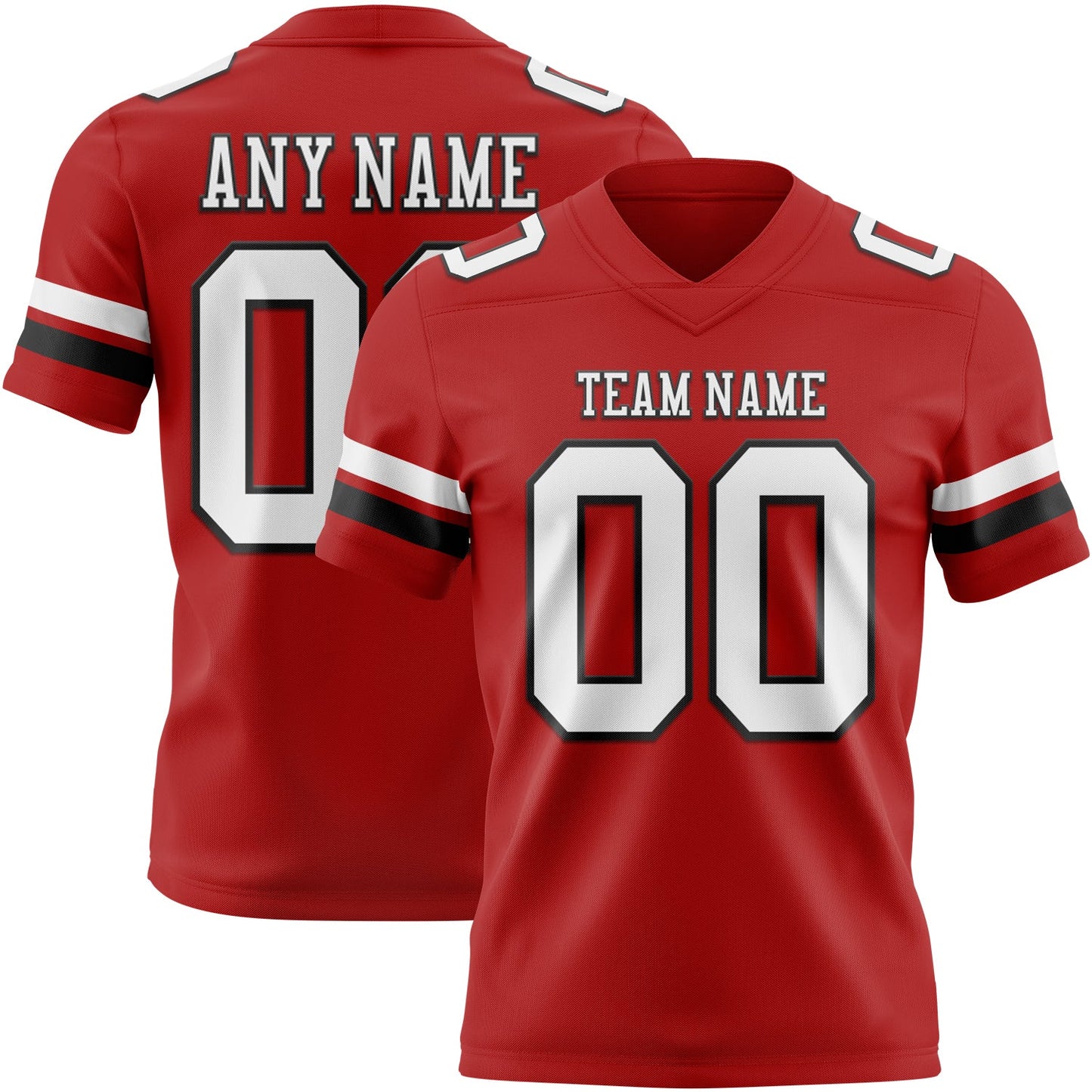 Custom Red White-Black Mesh Authentic Football Jersey