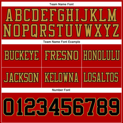 Custom Red Black-Old Gold Mesh Authentic Football Jersey