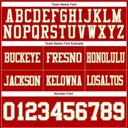 Custom Red White-Old Gold Mesh Authentic Football Jersey