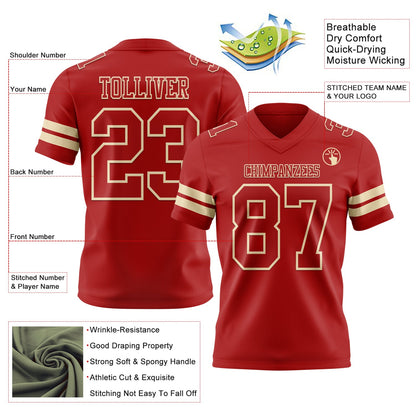 Custom Red Cream Mesh Authentic Football Jersey