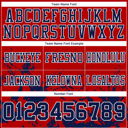 Custom Red Navy-White Splash Mesh Authentic Football Jersey