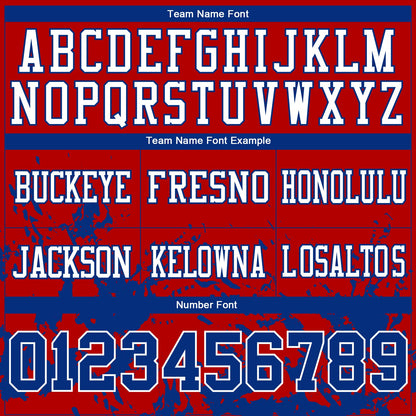 Custom Red Royal-White Splash Mesh Authentic Football Jersey