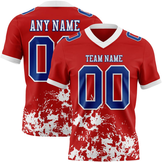 Custom Red Royal-White Splash Mesh Authentic Football Jersey