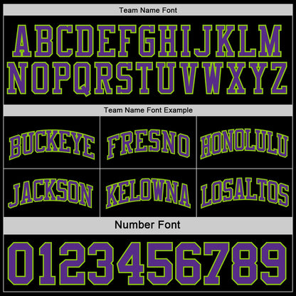Custom Reversible Black Purple-Neon Green Double Side Sublimation Basketball Suit Jersey