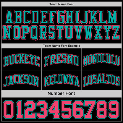 Custom Reversible Black Neon Pink-Aqua Double Side Sublimation Basketball Suit Jersey