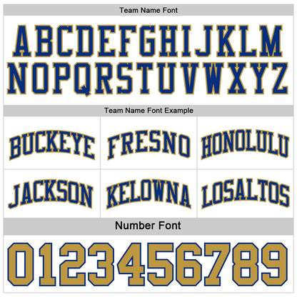 Custom Royal White-Old Gold Reversible Double Side Sublimation Basketball Suit Jersey