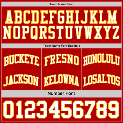 Custom Red White-Gold Reversible Double Side Sublimation Basketball Suit Jersey