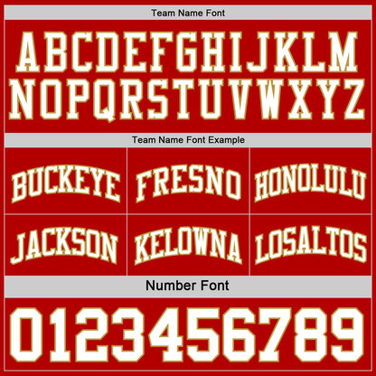 Custom Red White-Old Gold Reversible Double Side Sublimation Basketball Suit Jersey