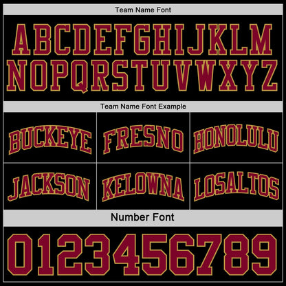 Custom Reversible Black Maroon-Old Gold Double Side Sublimation Basketball Suit Jersey