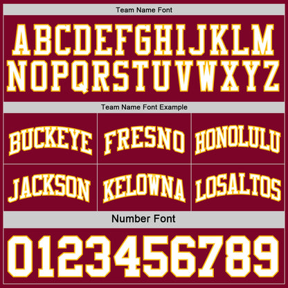 Custom Reversible Maroon White-Gold Double Side Sublimation Basketball Suit Jersey