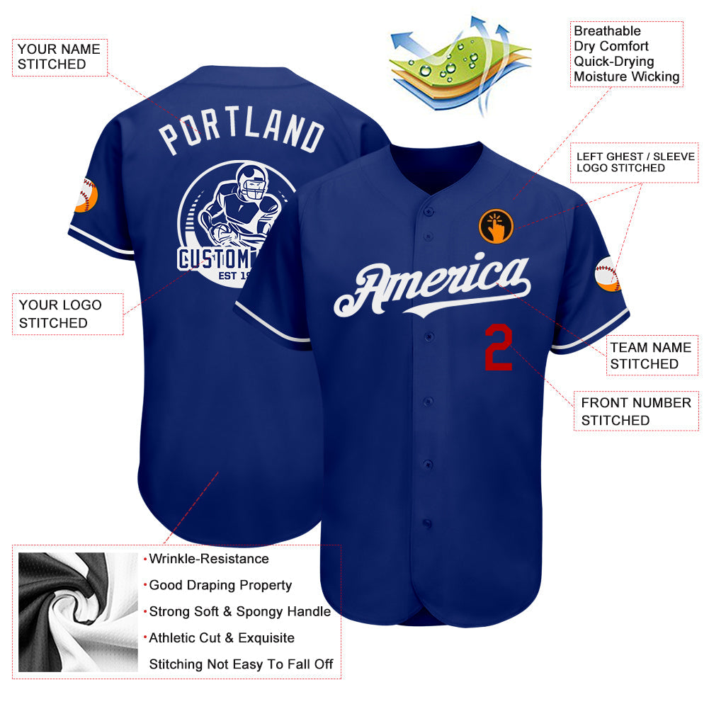 Custom Royal Red-White Authentic Baseball Jersey