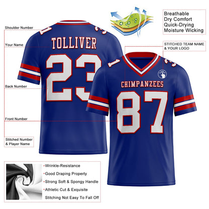 Custom Royal White-Red Mesh Authentic Football Jersey