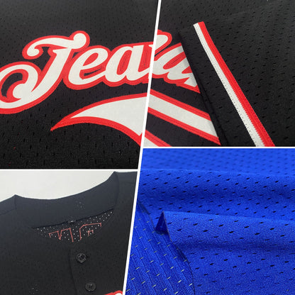 Custom Royal Powder Blue-Orange Mesh Authentic Throwback Baseball Jersey