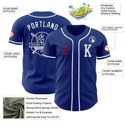 Custom Royal White-Red Authentic Baseball Jersey