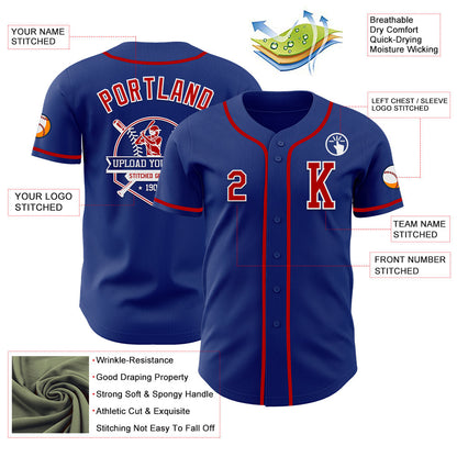 Custom Royal Red-White Authentic Baseball Jersey