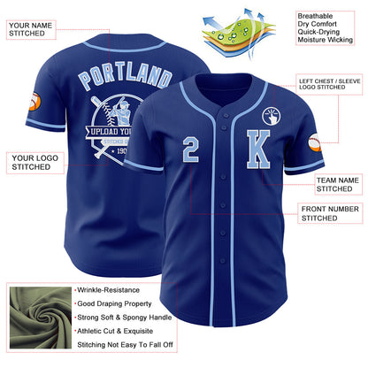 Custom Royal Light Blue-White Authentic Baseball Jersey