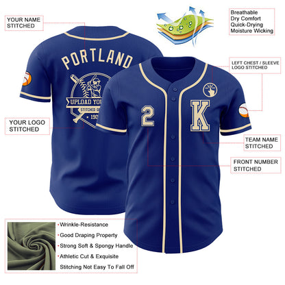 Custom Royal Cream Authentic Baseball Jersey