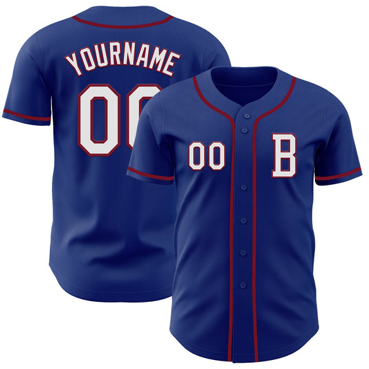 Custom Royal White-Crimson Authentic Baseball Jersey