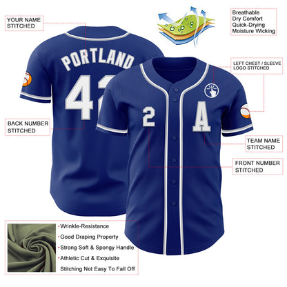 Custom Royal White-Gray Authentic Baseball Jersey