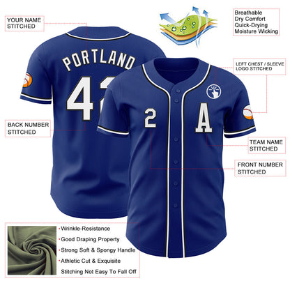 Custom Royal White-Black Authentic Baseball Jersey