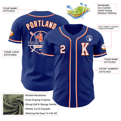 Custom Royal White-Orange Authentic Baseball Jersey
