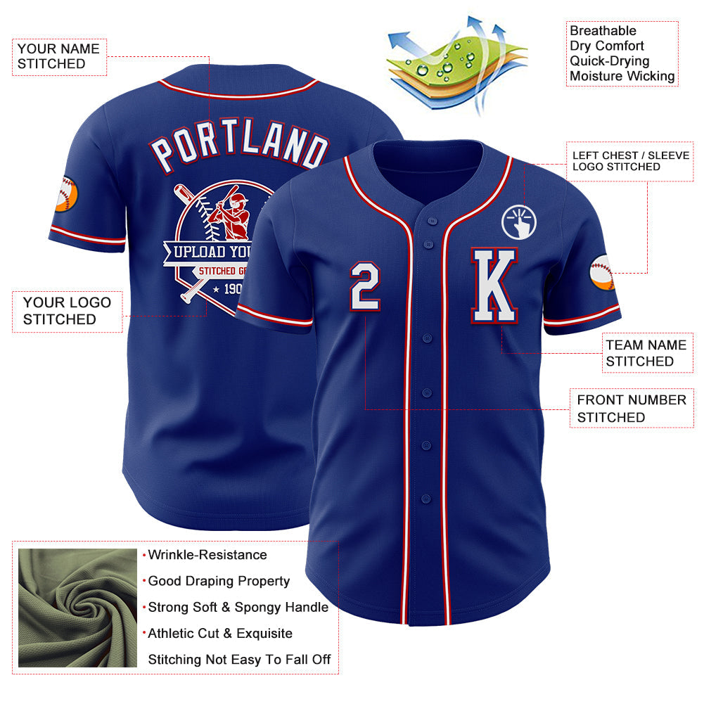 Custom Royal White-Red Authentic Baseball Jersey