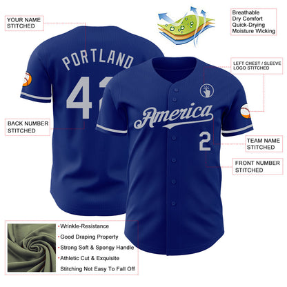 Custom Royal Gray Authentic Baseball Jersey