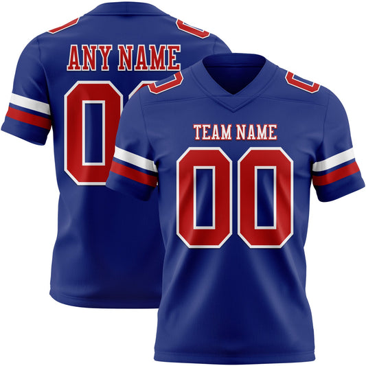 Custom Royal Red-White Mesh Authentic Football Jersey