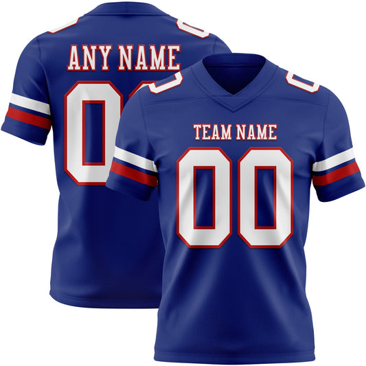 Custom Royal White-Red Mesh Authentic Football Jersey