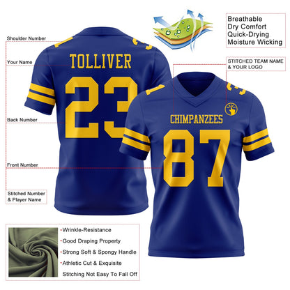 Custom Royal Yellow Mesh Authentic Football Jersey