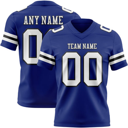 Custom Royal White-Black Mesh Authentic Football Jersey