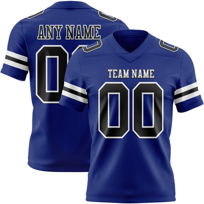 Custom Royal Black-White Mesh Authentic Football Jersey