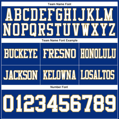 Custom Royal White-Old Gold Mesh Authentic Football Jersey
