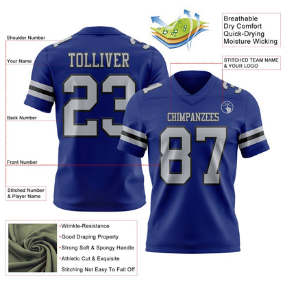 Custom Royal Gray-Black Mesh Authentic Football Jersey