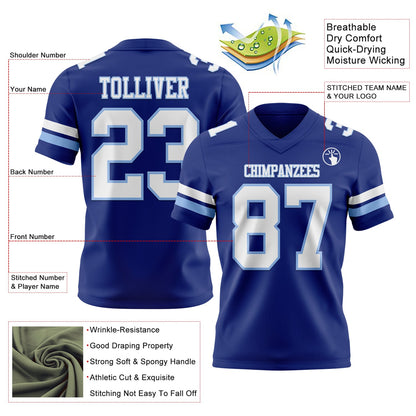 Custom Royal White-Light Blue Mesh Authentic Football Jersey