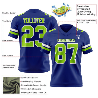 Custom Royal Neon Green-White Mesh Authentic Football Jersey