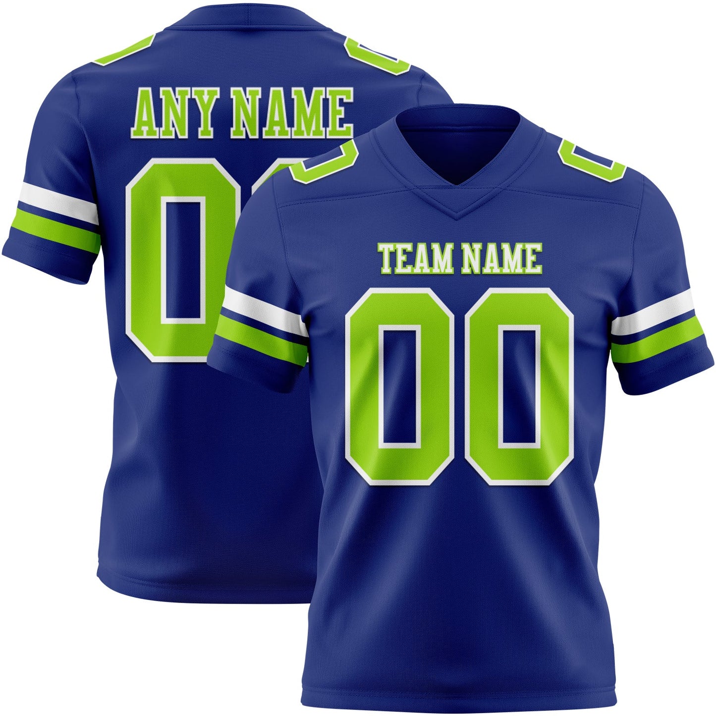 Custom Royal Neon Green-White Mesh Authentic Football Jersey