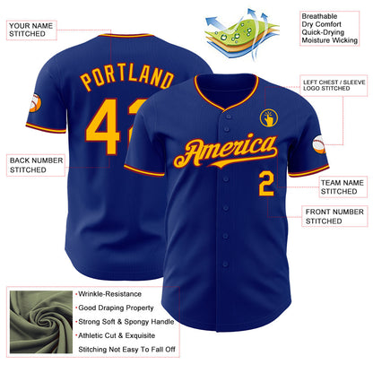 Custom Royal Gold-Crimson Authentic Baseball Jersey