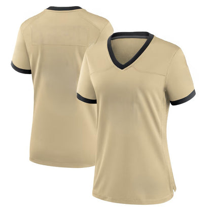 Custom Women's Saints Gold/Black Exact Replica Football Jersey