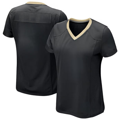 Custom Women's Saints Gold/Black Exact Replica Football Jersey