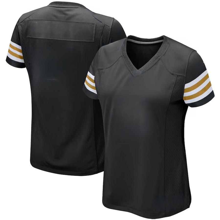 Custom Women's Saints White/Black Exact Replica Football Jersey