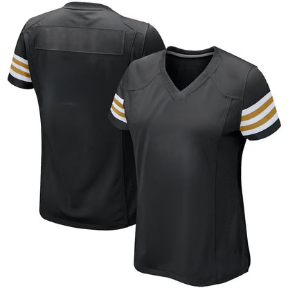 Custom Women's Saints White/Black Exact Replica Football Jersey
