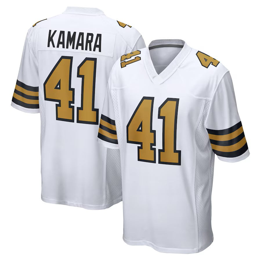 Custom Men's Saints White/Black Exact Replica Football Jersey