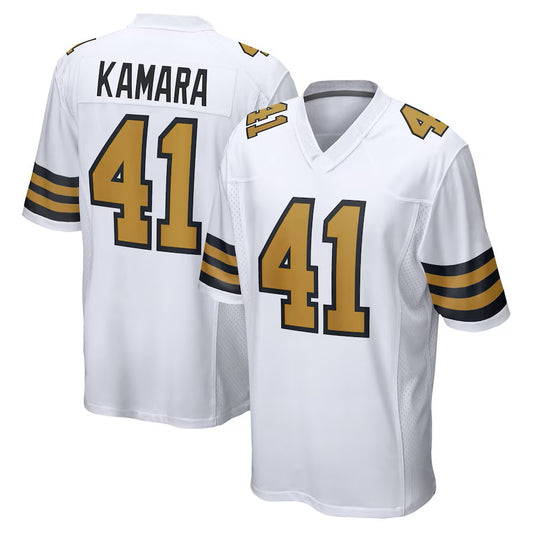 Custom Men's Saints White/Black Exact Replica Football Jersey