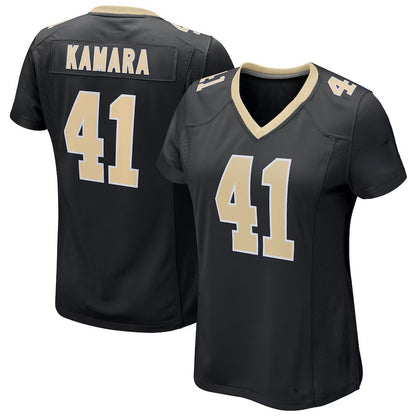 Custom Women's Saints Gold/Black Exact Replica Football Jersey