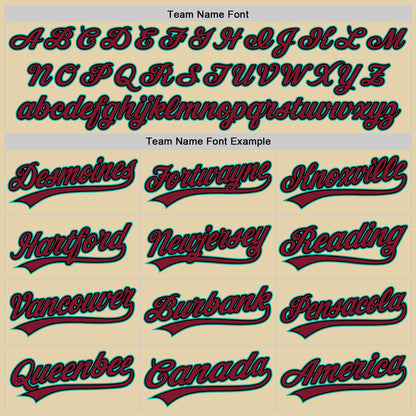 Custom Sand Crimson Black-Aqua Authentic Baseball Jersey