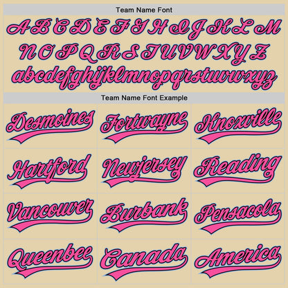 Custom Sand Pink Black-Light Blue Authentic Baseball Jersey