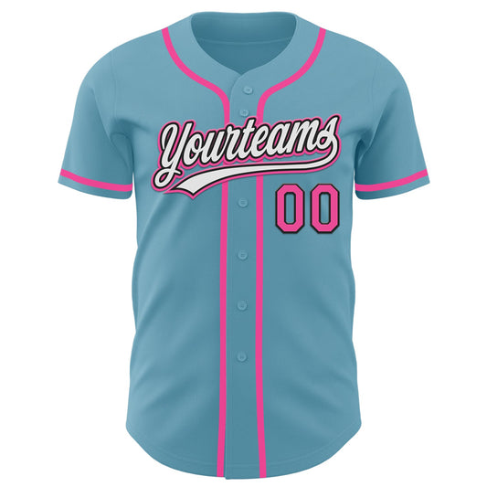 Custom Shadow Blue Pink-Black Authentic Baseball Jersey